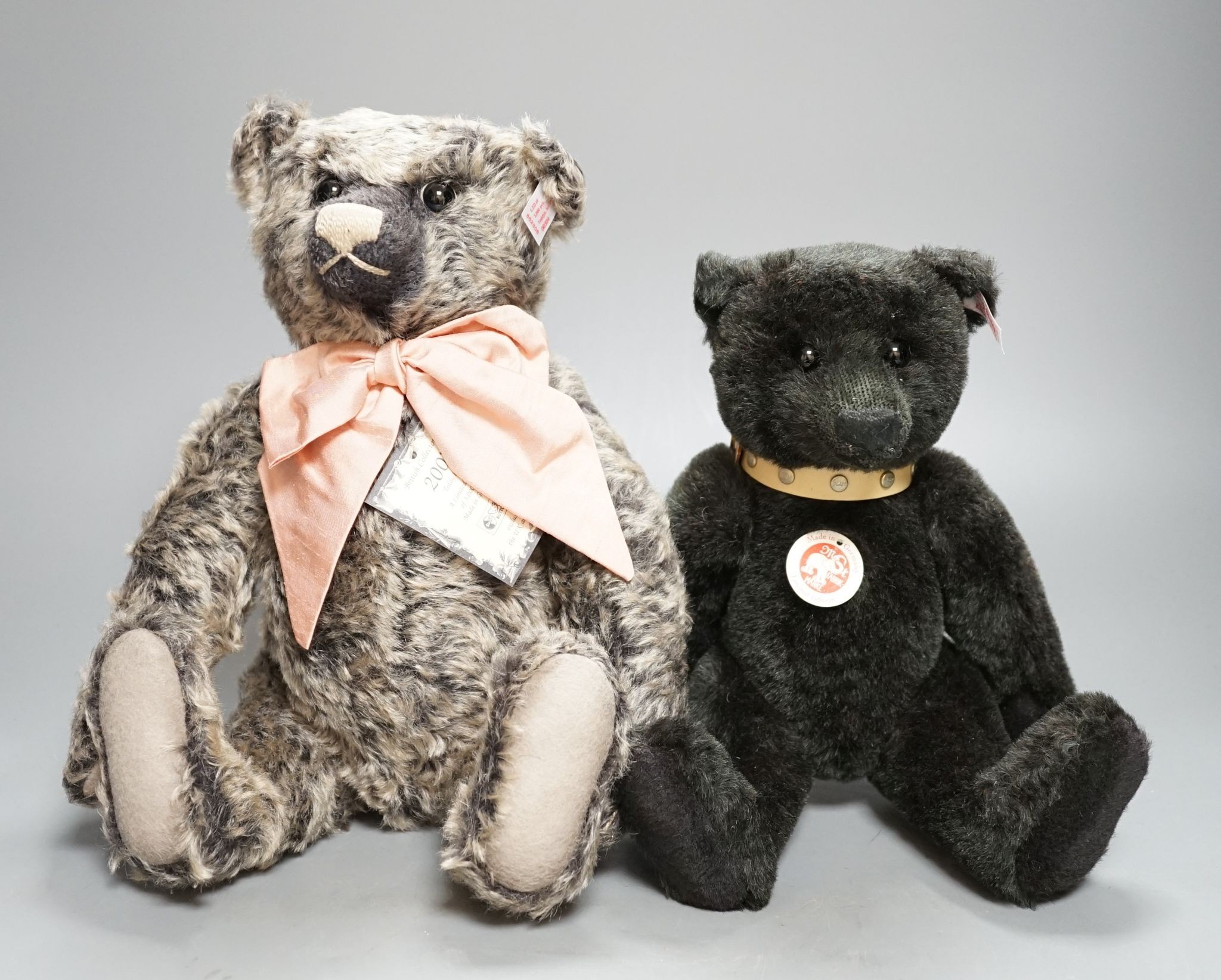 A Steiff ‘Old Black Bear’, Limited Edition with box and certificate 2007, 40cm, with Alpaca Bear, with box and certificate